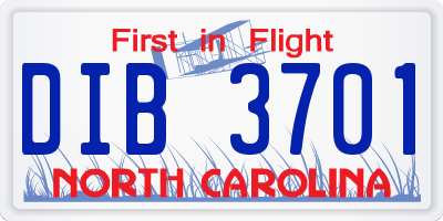 NC license plate DIB3701