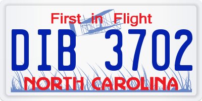 NC license plate DIB3702