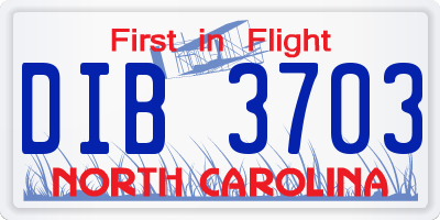 NC license plate DIB3703
