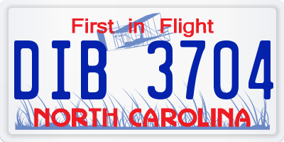 NC license plate DIB3704