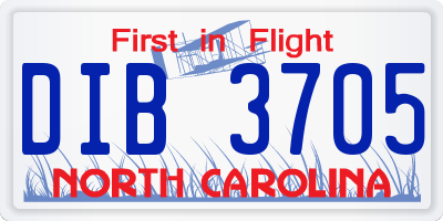 NC license plate DIB3705