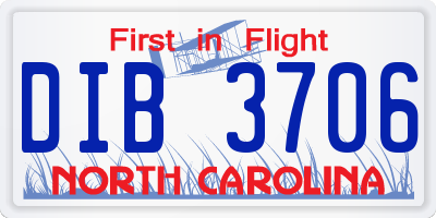 NC license plate DIB3706