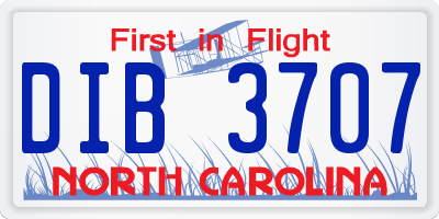 NC license plate DIB3707