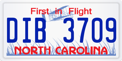 NC license plate DIB3709