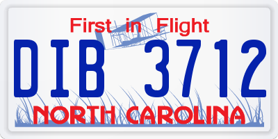 NC license plate DIB3712