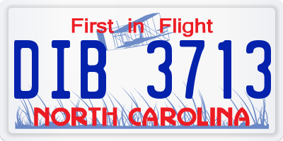 NC license plate DIB3713
