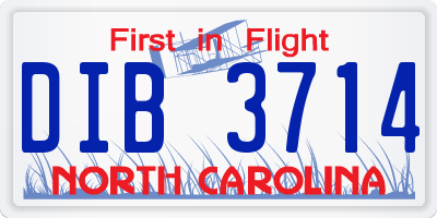 NC license plate DIB3714