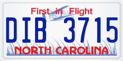 NC license plate DIB3715