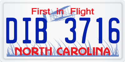 NC license plate DIB3716