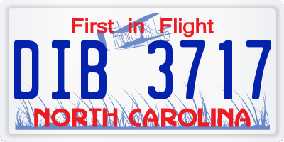 NC license plate DIB3717