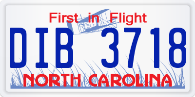 NC license plate DIB3718