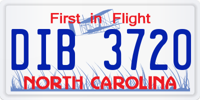 NC license plate DIB3720