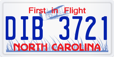 NC license plate DIB3721