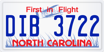 NC license plate DIB3722