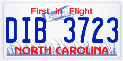 NC license plate DIB3723