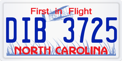 NC license plate DIB3725