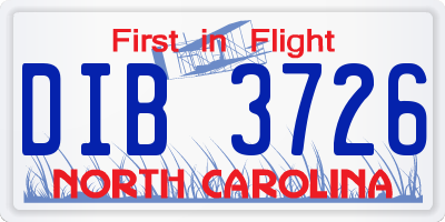 NC license plate DIB3726