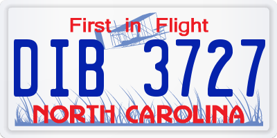 NC license plate DIB3727