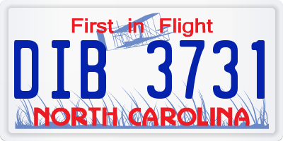 NC license plate DIB3731