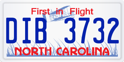 NC license plate DIB3732