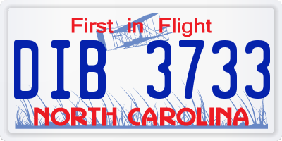 NC license plate DIB3733
