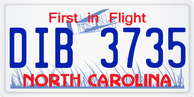 NC license plate DIB3735