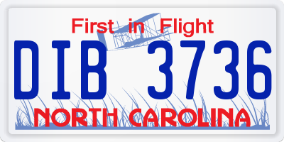 NC license plate DIB3736