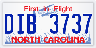 NC license plate DIB3737