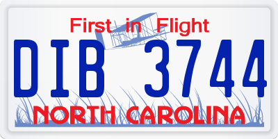 NC license plate DIB3744