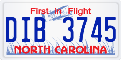 NC license plate DIB3745