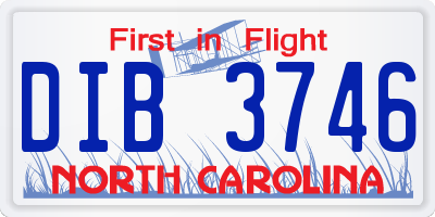 NC license plate DIB3746