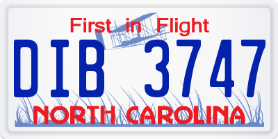 NC license plate DIB3747