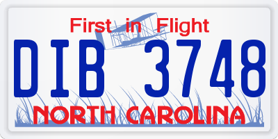 NC license plate DIB3748