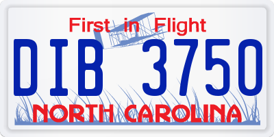 NC license plate DIB3750