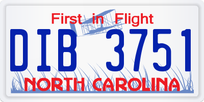 NC license plate DIB3751