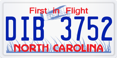 NC license plate DIB3752