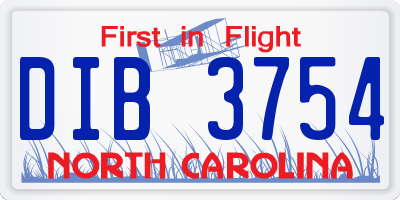 NC license plate DIB3754