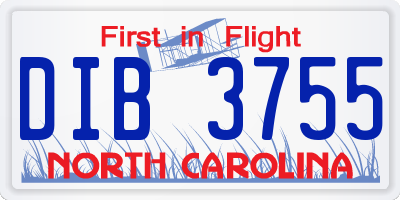 NC license plate DIB3755