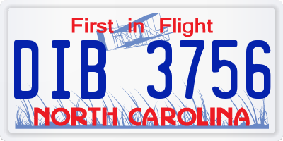 NC license plate DIB3756