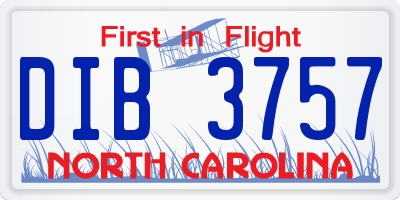 NC license plate DIB3757