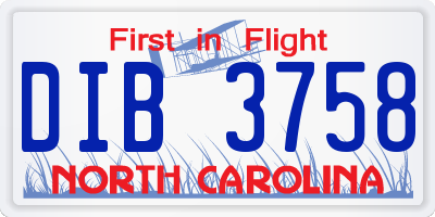 NC license plate DIB3758