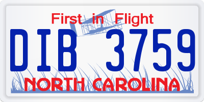 NC license plate DIB3759