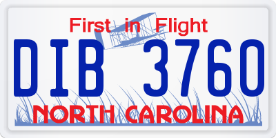 NC license plate DIB3760