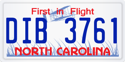 NC license plate DIB3761