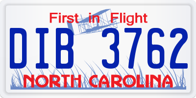 NC license plate DIB3762