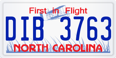 NC license plate DIB3763
