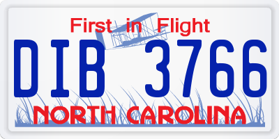 NC license plate DIB3766