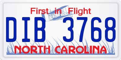 NC license plate DIB3768