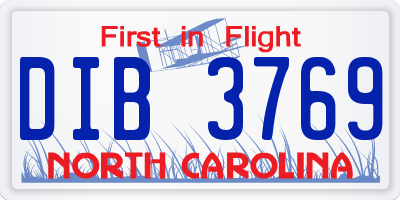 NC license plate DIB3769