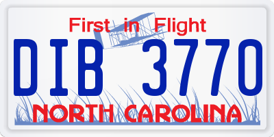 NC license plate DIB3770